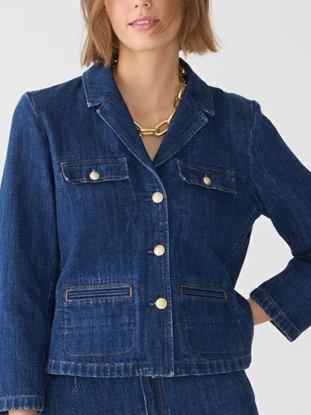 J. Crew Factory Dark Indigo Denim Blazer Jacket